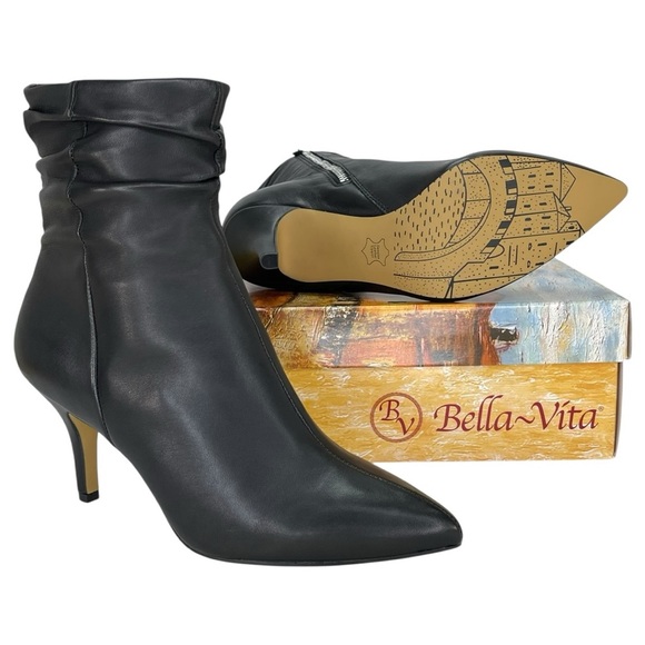 Bella Vita Danielle Black Leather Womens Booties Size 9M - Picture 13 of 13